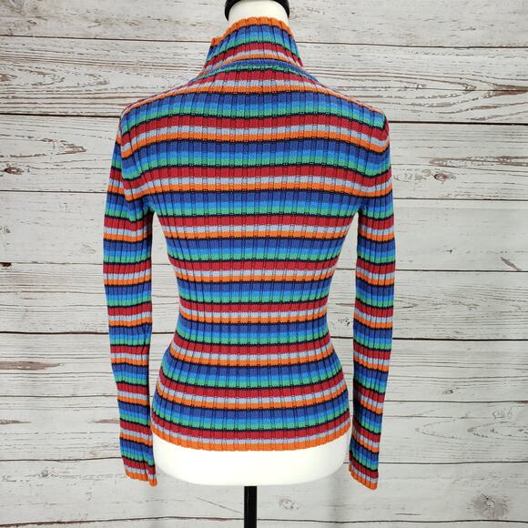Tommy Hilfiger Women's Multicolor Stripe 100%Cotton Mock Neck Sweater Size S/P - Picture 11 of 11